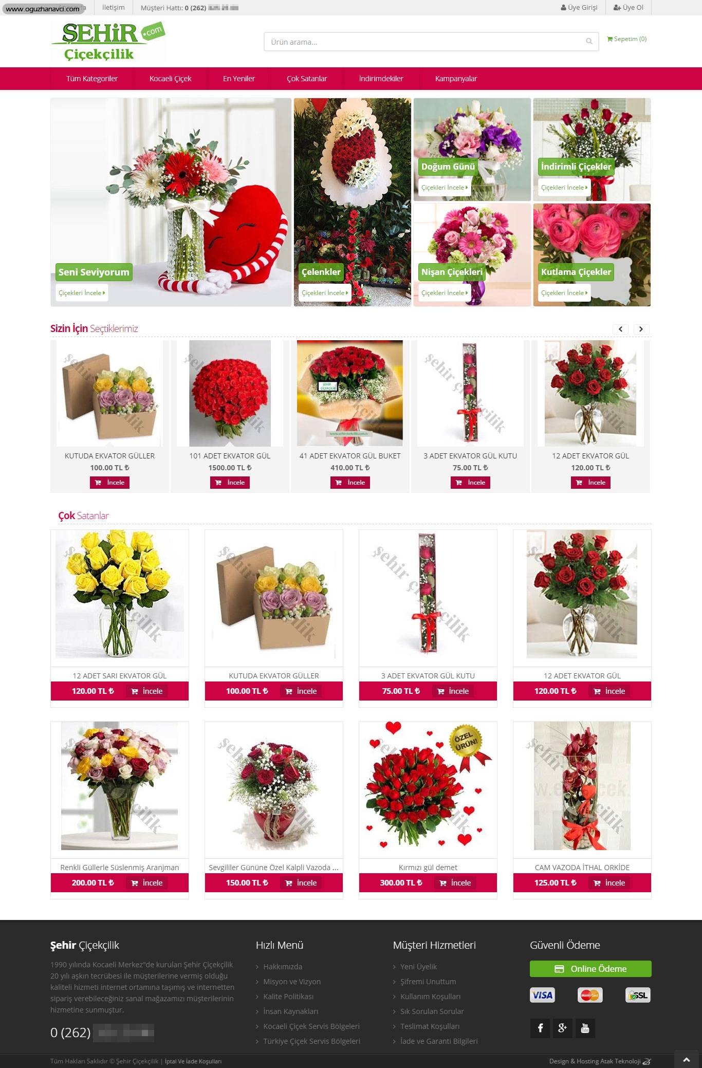 Çiçek Satış - Arayüz Tasarımı - E-Ticaret Web Sitesi
