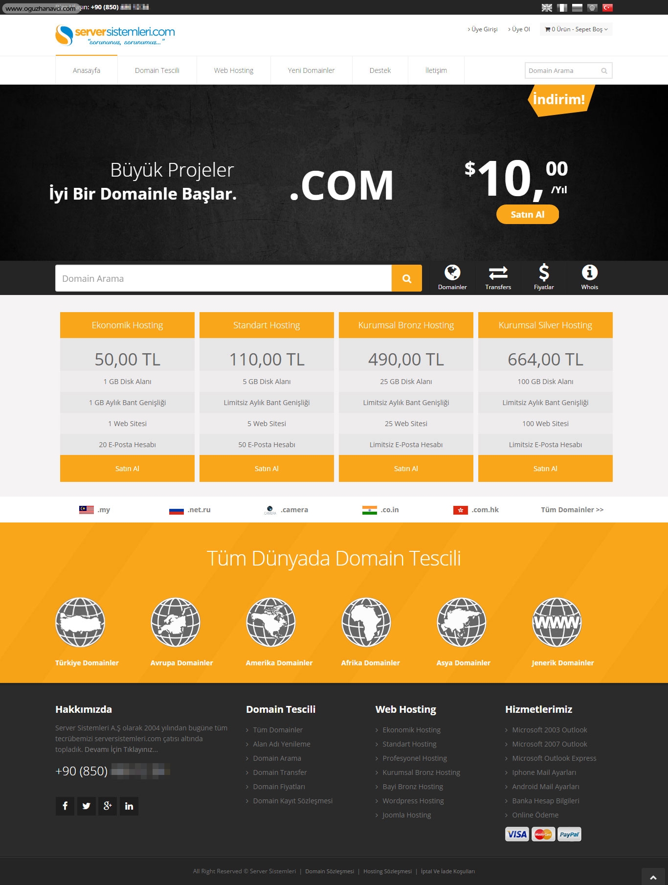 Domain & Hosting - Arayüz Tasarımı - Domain & Hosting Satış Web Sitesi
