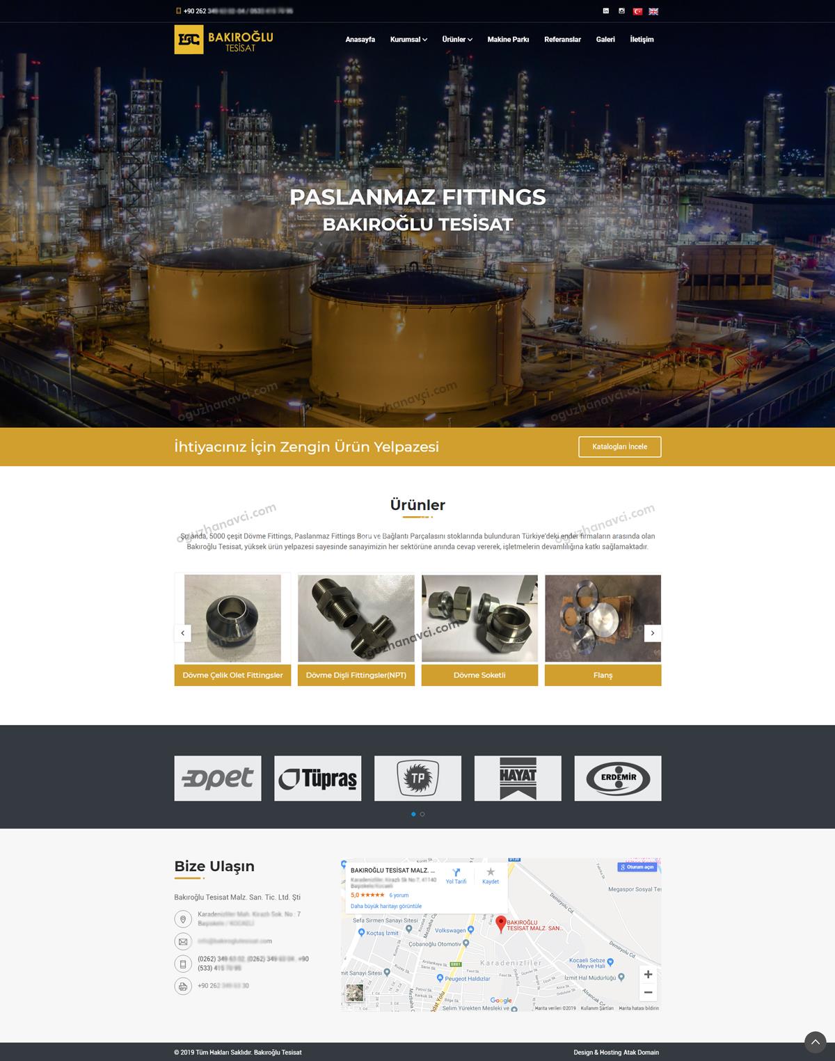 Endüstriyel Firma - Arayüz Tasarımı - Kurumsal Web Sitesi