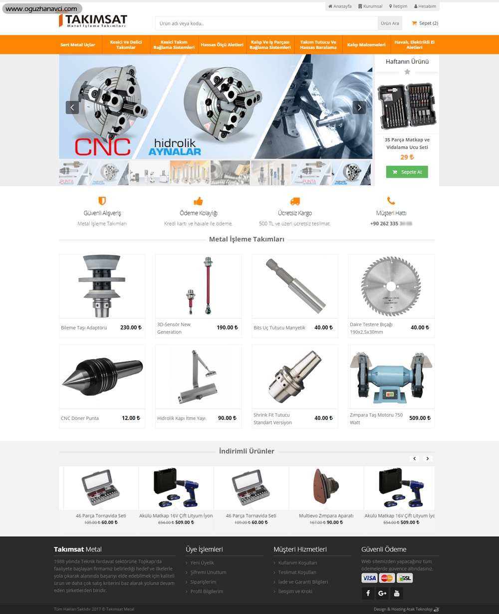 Metal Takımlar E-Ticaret - Arayüz Tasarımı - E-Ticaret Web Sitesi